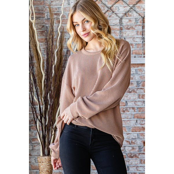 URBAN RIBBED LONG SLEEVE- TAUPE-Body and Sol
