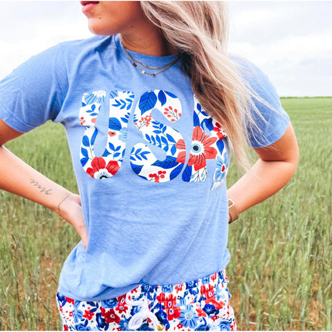 USA FLORAL TEE-Body and Sol