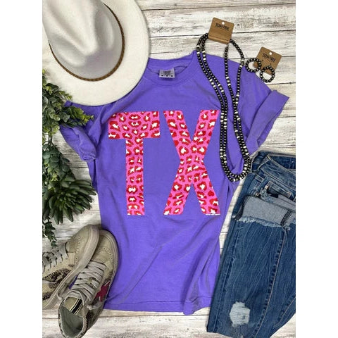 VIOLET & PINK LEOPARD TEE-Body and Sol