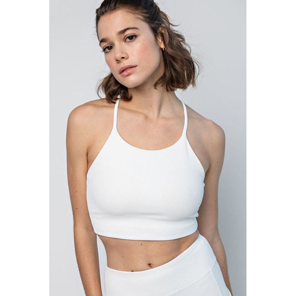 WHITE RIBBED CROP TOP-Body and Sol
