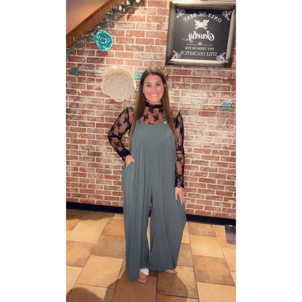 WILLOW WOVEN OVERALLS IN ASH JADE-Body and Sol