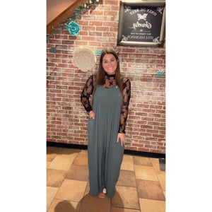 WILLOW WOVEN OVERALLS IN ASH JADE-Body and Sol