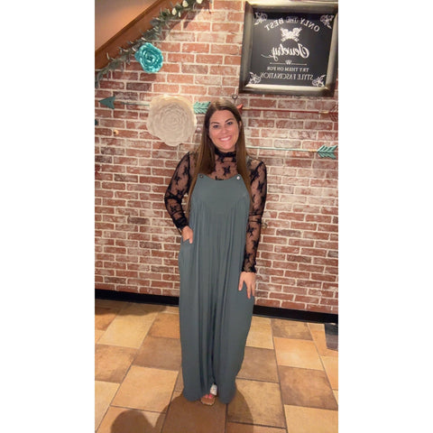 WILLOW WOVEN OVERALLS IN ASH JADE-Body and Sol