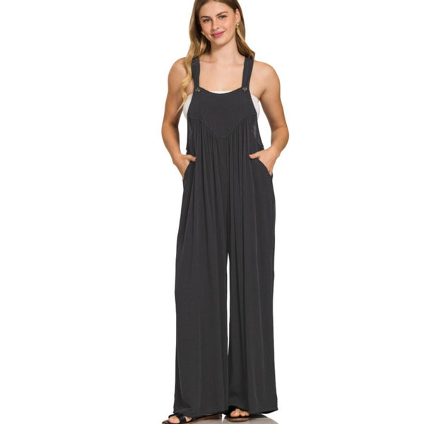 WILLOW WOVEN OVERALLS IN BLACK-Body and Sol