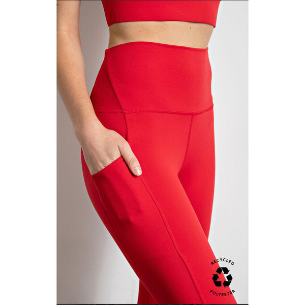 YOGA PANTS WITH SIDE POCKETS - Red-Body and Sol