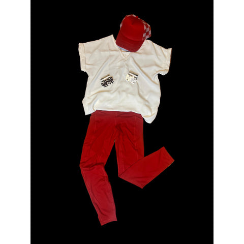 YOGA PANTS WITH SIDE POCKETS - Red-Body and Sol