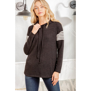 BLACK STRIPED HOODIE-Body and Sol