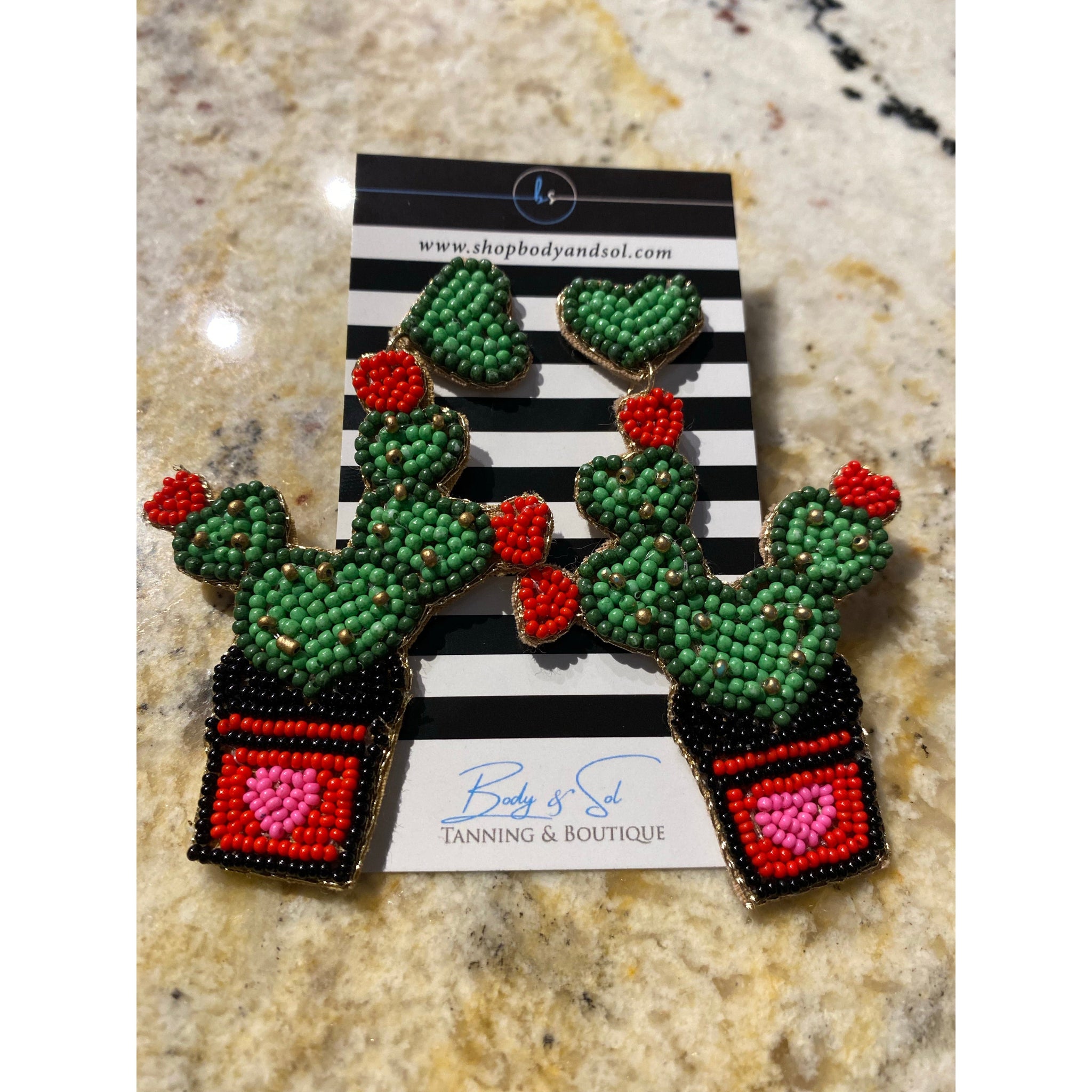 CACTUS HEART EARRINGS-Body and Sol