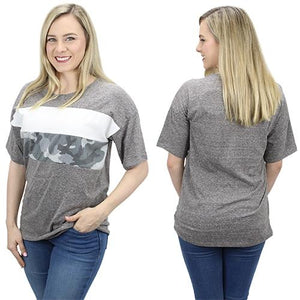 CAMO & GRAY COLOR BLOCK TOP-Body and Sol