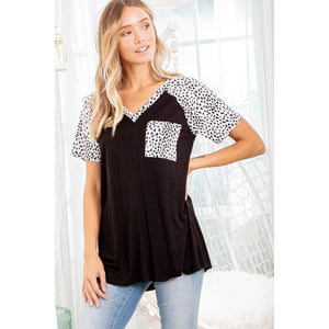 DALMATIAN FRONT POCKET TOP- BLACK-Body and Sol