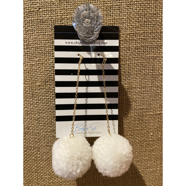 DROP DOWN POOF EARRINGS-Body and Sol