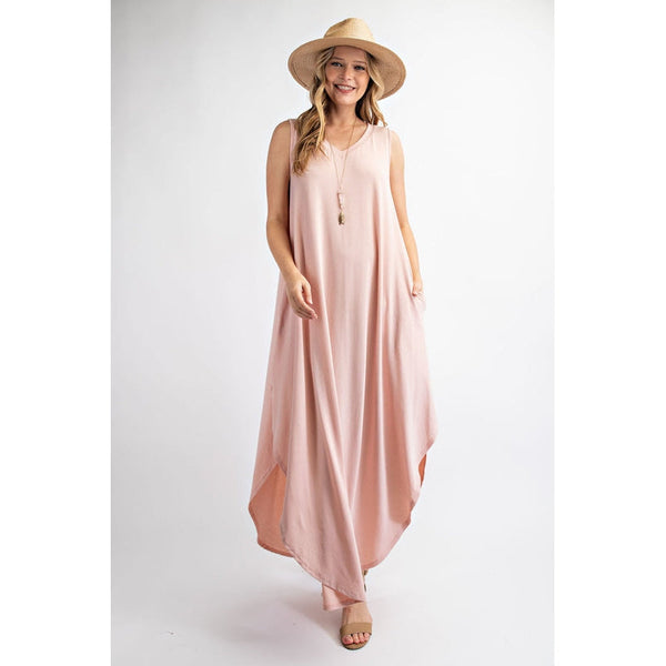 DUSTY ROSE SLEEVELESS MAXI DRESS-Body and Sol