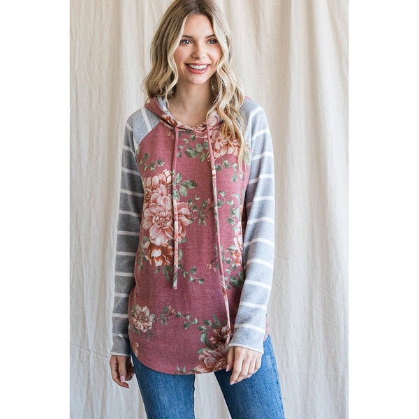 FLORAL RAGLAN HOODED TOP-Body and Sol