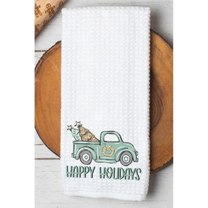 HAPPY HOLIDAYS WAFFLE TOWEL-Body and Sol