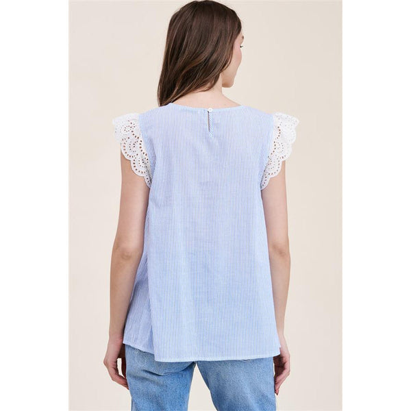 PINSTRIPE & LACE BLOUSE-Body and Sol