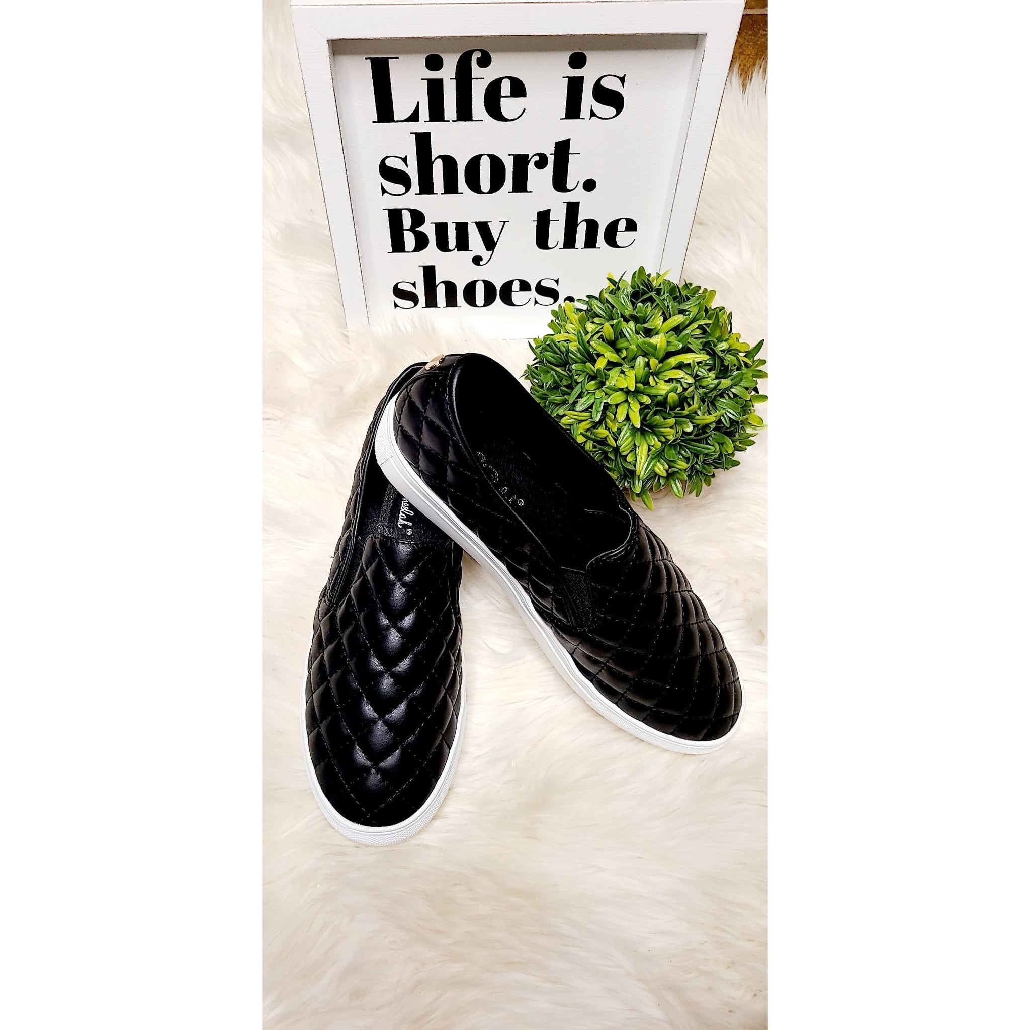 SAWYER BLACK SLIP ON QUILTED SNEAKER-Body and Sol