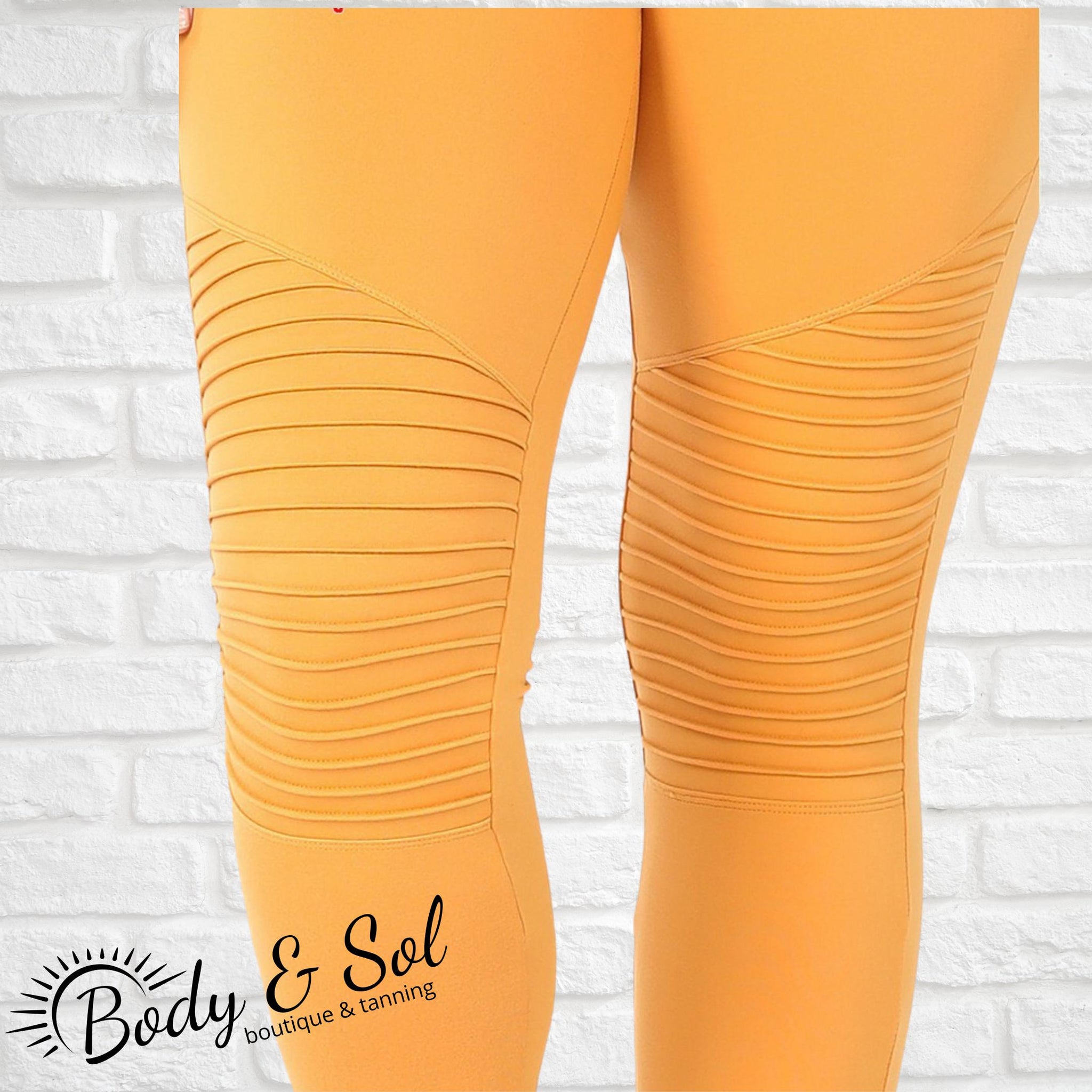 SOFT AS BUTTER MOTO LEGGINGS-MUSTARD-Body and Sol