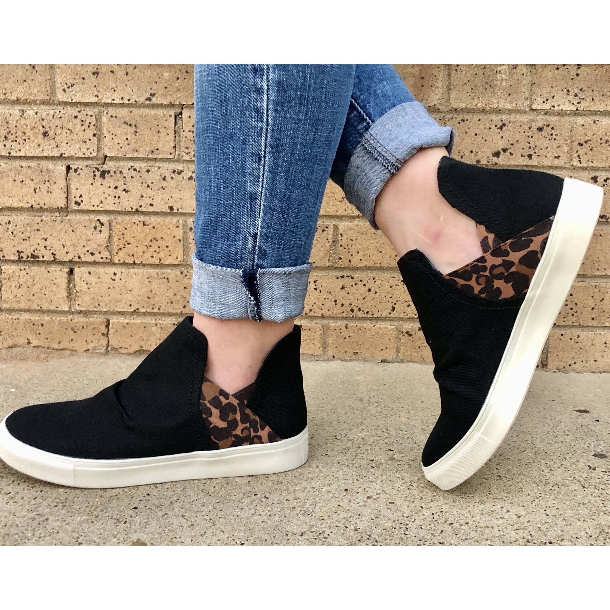 VERY G BLACK & LEOPARD SLIP ON SNEAKERS-Body and Sol