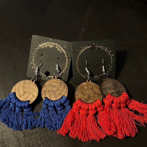 WOODEN VOLLEYBALL EARRINGS-Body and Sol